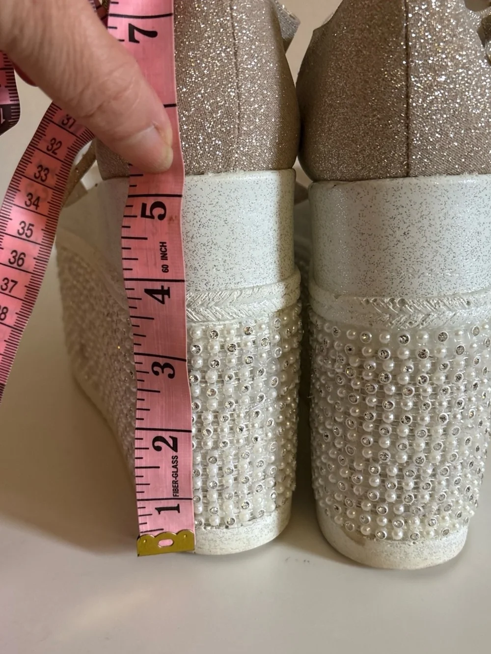 Women's Glitter Platform Wedge Sandals - Silver gold   White Sparkly Glitter Wed